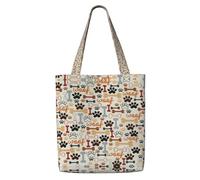 OXbnmm Dog Bones Paw Prints - Lona resistente de 340.2 g, bolsa de compras, bolsa de mudanza, bolsa de lavandería