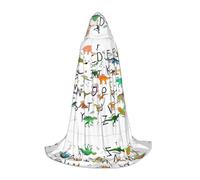 OXbnmm Elegante capa con capucha de alfabetos con dinosaurios para adolescentes, disfraz de bruja, vampiro, mago, baile de máscaras