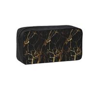 OXbnmm Elegante estuche para lápices con textura de mármol dorado en 3D, espaciosa bolsa de almacenamiento con cremallera suave, soporte de poliéster para estudiantes y profesores