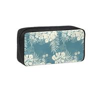 OXbnmm Estuche de lujo con estampado de hojas para lápices, espaciosa bolsa de almacenamiento con cremallera suave, soporte de poliéster para estudiantes y profesores