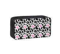 OXbnmm Estuche para lápices con estampado de vaca de leche en blanco y negro, espaciosa bolsa de almacenamiento con cremallera suave de poliéster para estudiantes y profesores