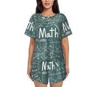 OXbnmm Formulas Shapes Theory - Conjunto de pijama para mujer, manga corta, ligero, con bolsillos, para el hogar, la playa, Negro, L