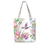 OXbnmm Garden With Birds and Flowers - Bolsa de lona resistente de 340.2 g para la compra, bolsa de mudanza, bolsa de lavandería