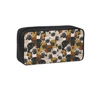 OXbnmm Imagen De Pug - Estuche para lápices con estampado espacioso, bolsa de almacenamiento suave con cremallera, soporte de poliéster para estudiantes y profesores