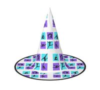 OXbnmm Juego de gimnasia con impresión de 2 sombreros de bruja para Halloween para juegos de rol, 13 pulgadas de alto, sombrero de bolas enmascaradas para mujer