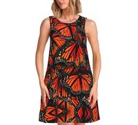 OXbnmm Monarch Butterflies - Vestidos de verano para mujer, casuales, sueltos, sin mangas, vestidos sin mangas con bolsillos, Negro, M
