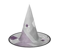 OXbnmm Paquete de 2 sombreros de bruja con impresión de cuadrados de diferentes colores para juegos de rol, 13 pulgadas de alto, sombrero de bolas enmascaradas para mujer