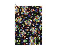 OXbnmm Rompecabezas de concienciación sobre el autismo, diseño de corazón, 61 x 40 cm, toalla de golf de microfibra de alta calidad, patrón de gofre con clip de mosquetón, para carrito de golf