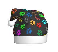 OXbnmm Sombrero de Navidad colorido con estampado de huellas de perro negro (1 unidad), sombrero de Navidad para adultos, unisex, para suministros de fiesta, gorras suaves