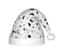 OXbnmm Sombreros de fiesta de mármol pastel de terrazo para niños, sombrero de Papá Noel para Navidad y celebraciones navideñas, sombrero de Navidad extra grueso de terciopelo