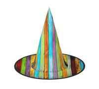 OXbnmm Tablones verticales en carpintería con impresión de madera de roble, paquete de 2 sombreros de bruja de Halloween para juegos de rol, 13 pulgadas de alto, sombrero de bolas enmascaradas para