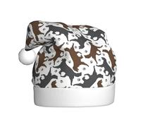 OXbnmm Trotting - Sombrero de Navidad con revestimiento plano con estampado de huellas (1 unidad), sombrero de Navidad para adultos, unisex, para suministros de fiesta, gorras suaves