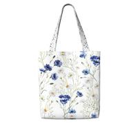 OXbnmm Wild Flowers And Daisies - Bolsa de lona resistente de 340.2 g para la compra, bolsa de mudanza, bolsa de lavandería