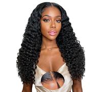 Oxeyegirl Peluca de pelo humano sin pegamento, de 24 pulgadas, peluca de pelo humano 6 x 6, peluca frontal de 200 % densidad, pelo humano ondulado, sin pegamento, sin pegamento, peluca de pelo humano