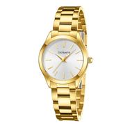OXFANITE Relojes pequeños de oro para mujer, con reloj analógico delgado e impermeable, reloj de pulsera de acero inoxidable para negocios, 9101-Oro Blanco, Negocios de moda