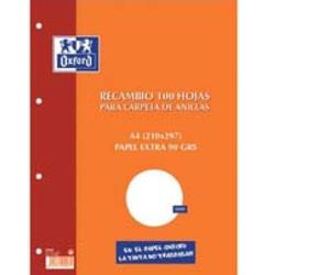 Oxford 100 Folios de Recambio A4 para Carpeta de Anillas