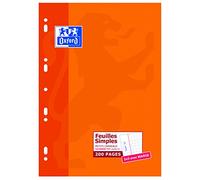 Oxford 100105677, Folios escolares (A4, Cuadriculados, Clásicos y Simples, 200 Páginas), Blanco
