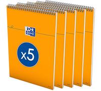 Oxford 100106297 - Bloc de notas, 5 unidades, A4+,en blanco, 80 páginas, 80 g/m2, color naranja
