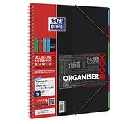 Oxford 400019524 Cuaderno de espiral digitales Organiserbook con SOS App Notas A4, 80 hojas, 90 g / m², Paquete de 5, colores surtidos