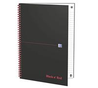 Oxford 400047608 - Cuaderno de espiral (5 unidades, DIN A4, tapa dura, 70 hojas), color negro y rojo
