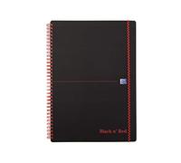 Oxford 400047654 Black n' Red - Cuaderno de espiral, 5 unidades, DIN A4, cuadriculado, tapa flexible, 70 hojas, color negro y rojo