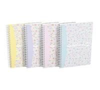 Oxford 400094951 Dura Cuaderno de espiral A5 cuadrícula 5 unidades blancas doble espiral 120 páginas 3 diseños surtidos Cuaderno Diario Bloc de anillo espiral (regalo Idea Floral Flores