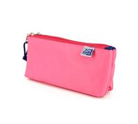 Oxford 400161054 Estuche Escolar 2 Compartimentos Kangoo Kids, Goma Elástica, 2 Cremalleras, Color Rosa Fuscia