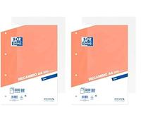 Oxford 400163420 Hojas Lisas Perforadas, Color Naranja, 200 Hojas, A4 (Paquete de 2)
