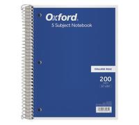 Oxford 5-Subject Notebook, 8-1/2" x 11", College Rule, 200 Sheets, 4 Dividers (65581)