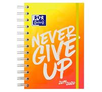 Oxford - Agenda escolar «Never Give Up» Neon, 12 x 18 cm, 1 día por página, 160 hojas con espiral doble compatible con Scribzee, color naranja