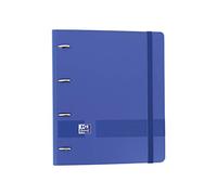 Oxford, Archivador 4 anillas plástico polyfoam con recambio y goma Oxford Live & Go, A4+ con recambio 100 Hojas, 5 bandas color y cuadrícula 5x5, color Azul