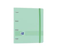 Oxford, Archivador 4 anillas plástico polyfoam con recambio y goma Oxford Live & Go, A4+ con recambio 100 Hojas, 5 bandas color y cuadrícula 5x5, color Mint