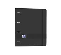 Oxford, Archivador 4 anillas plástico polyfoam con recambio y goma Oxford Live & Go, A4+ con recambio 100 Hojas, 5 bandas color y cuadrícula 5x5, color Negro