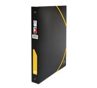 OXFORD - Archivador de anillas para estudiantes (40 mm, 4 anillos), color negro y amarillo