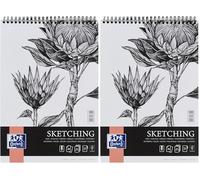 Oxford Artistic Bloc de bocetos A5, 50 hojas, bloc de dibujo con doble espiral, cuaderno de dibujo de 130 g/m², papel sin ácidos, cuaderno de dibujo con cartón trasero estable, cuaderno de bocetos