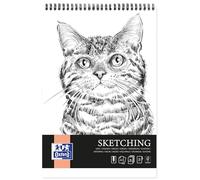 Oxford Artistic Cuaderno de bocetos A3 Gato, 50 hojas, bloc de dibujo con espiral, libro de bocetos, bloque de arte de 90 g/m² de papel libre de ácido, cuaderno de dibujo con contraportada estable