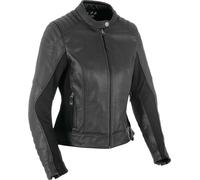 Oxford Beckley Ladies Chaqueta de cuero de motocicleta, negro, Talla 16