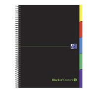 Cuaderno Espiral Oxford Ebook 5 Tapa Extradura Din A4+ 100 H Con Separadores Cuadricula 5 Mm Black'N Colors Verde