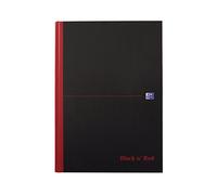 Oxford Black n' Red 100080459 - Cuaderno de tapa dura (con rayas, 192 páginas, A5, 90 g/m², incluye marcapáginas), color rojo y negro