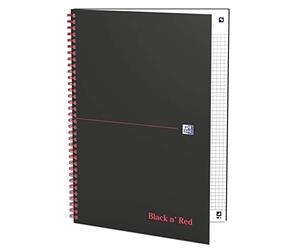 Oxford Black n' Red 400047609 - Cuaderno de espiral, 5 unidades, DIN A4, cuadriculado, tapa dura mate, 70 hojas, color negro y rojo