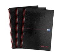 Oxford Black n' Red - Cuaderno A4 con encuadernación de, de 140 páginas, tapa dura y de color negro y rojo 3 unidades