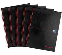 Oxford Black n' Red - Cuaderno de anillas (5 unidades, A4, con tapa dura, perforado, brillante, rayado)