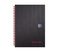 Oxford Black n' Red - Cuaderno de espiral doble (con rayas, 140 páginas, A5, tapa dura, 90 g/m², perforado), color negro y rojo