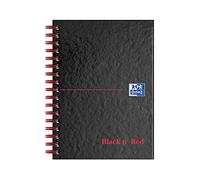 Oxford Black n' Red - Cuaderno de espiral doble (rayas, 140 páginas, A6), color rojo y negro