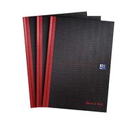 Oxford Black n' Red - Cuaderno, tamaño A4, tapa dura, color negro y rojo A4, Pack x3
