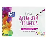 Oxford Bloc Acuarela y Témpera Escolar A3+ Tapa Blanda/Contratapa rígida 10 Hojas 300gr Liso, Bloc Espiral