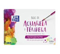 Oxford Cuaderno espiral dibujo Acuarela y Témpera A4+ 300 gr 10 hojas lisas Morado