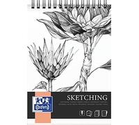 Oxford Bloc de bocetos A4, 50 hojas, 120 g, en espiral en el lado corto, color blanco