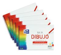 Oxford, Bloc de Dibujo A5 Blanco, 20 Hojas 130gr, Tapa Blanda, Contratapa Rígida, Espiral, Paquete 5 unidades