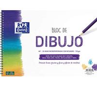 Oxford, Bloc Dibujo A4 Espiral. Tapa Blanda, Contratapa Rígida, 20 Hojas. Papel 130 gr con Recuadro.